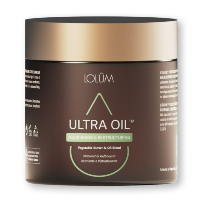 ULTRA OIL™ - Mischung aus pflanzlichen Buttern und Ölen mit pflegender und restrukturierender Wirkung.